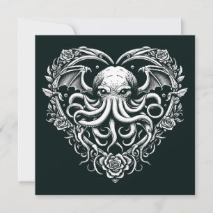 Tarjeta Cthulhu San Valentín Lovecraft Horror Corazón