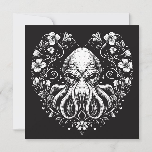 Tarjeta Cthulhu San Valentín Lovecraft Horror Corazón En F (Anverso)