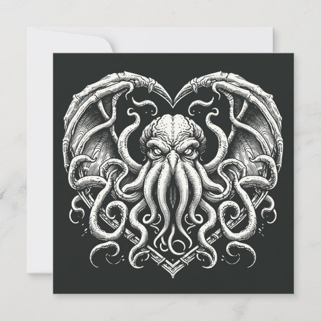 Tarjeta Cthulhu San Valentín Lovecraft Terror (Anverso)