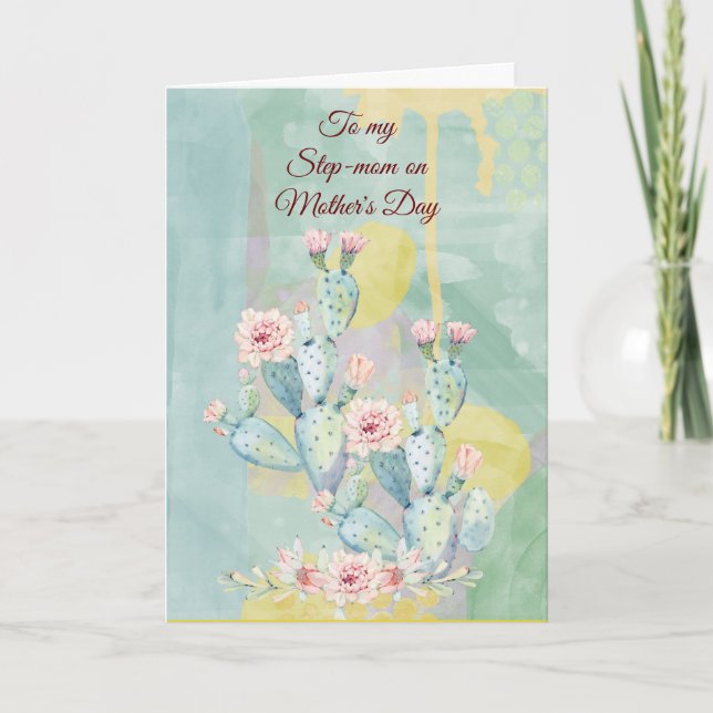 Tarjeta Cuactus acuarela del Día de la Madre (Anverso)