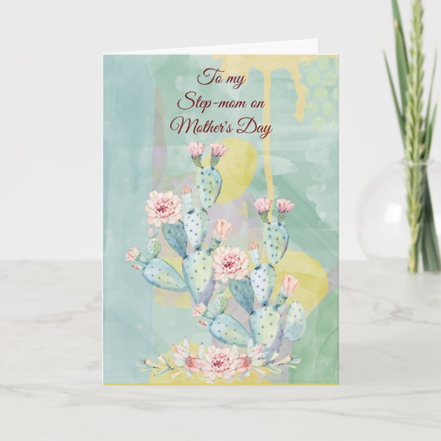 Tarjeta Cuactus acuarela del Día de la Madre (Anverso)