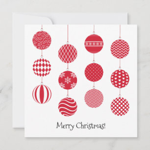 Tarjeta cuadrada de bolas para Navidades rojos