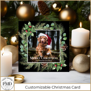 Tarjeta cuadrada de corona de Navidad con foto de 