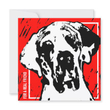 Tarjeta cuadrada de Gran Danés amigo rojo y negro 