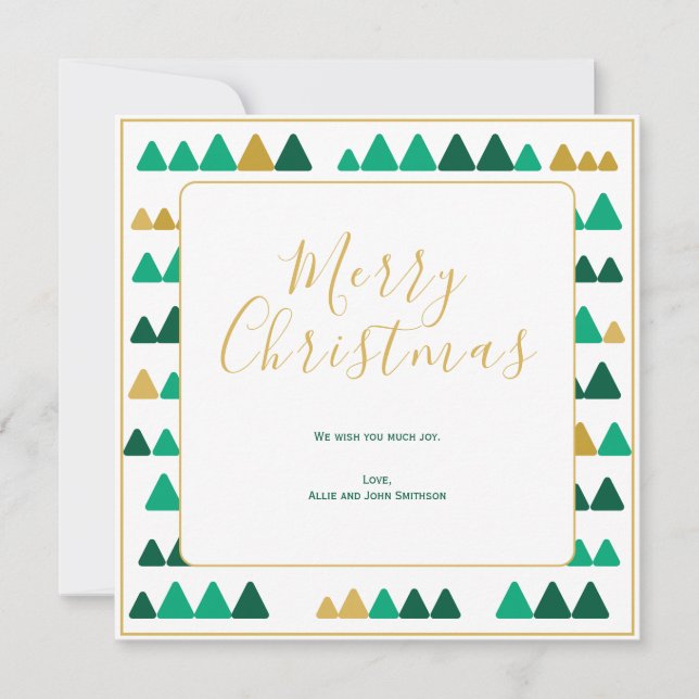 Tarjeta cuadrada de Navidad con árboles verdes y d (Anverso)