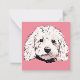 Tarjeta cuadrada de nota plana rosa de perro malté