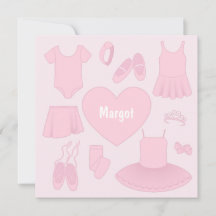 Tarjeta cuadrada de ropa de ballet - fondo rosa cl