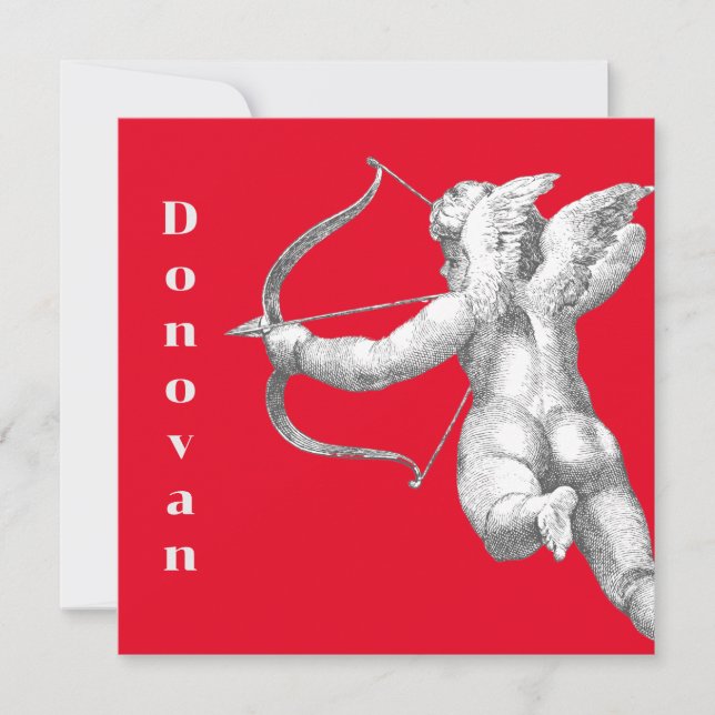 Tarjeta cuadrada de San Valentín cupido vintage de (Anverso)