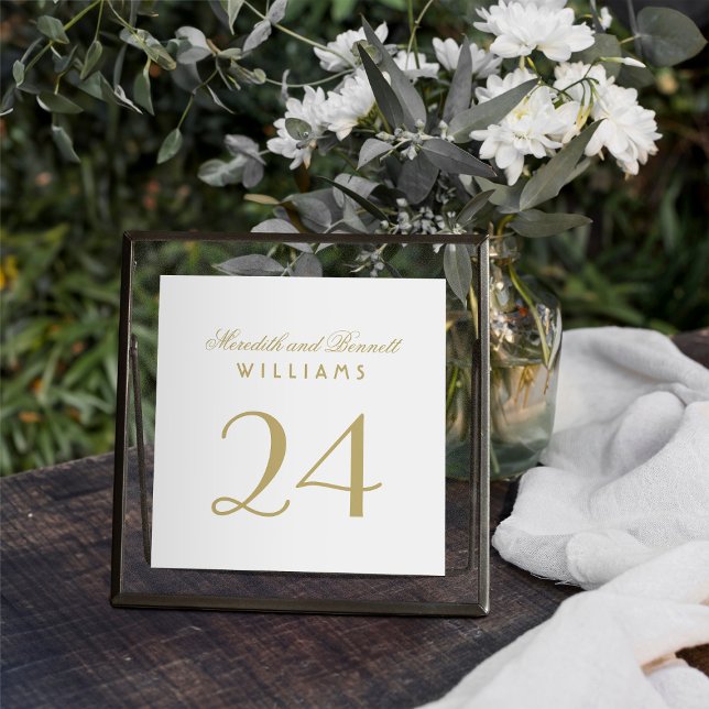 Tarjeta cuadrada elegante de número de mesa con mo (Subido por el creador)