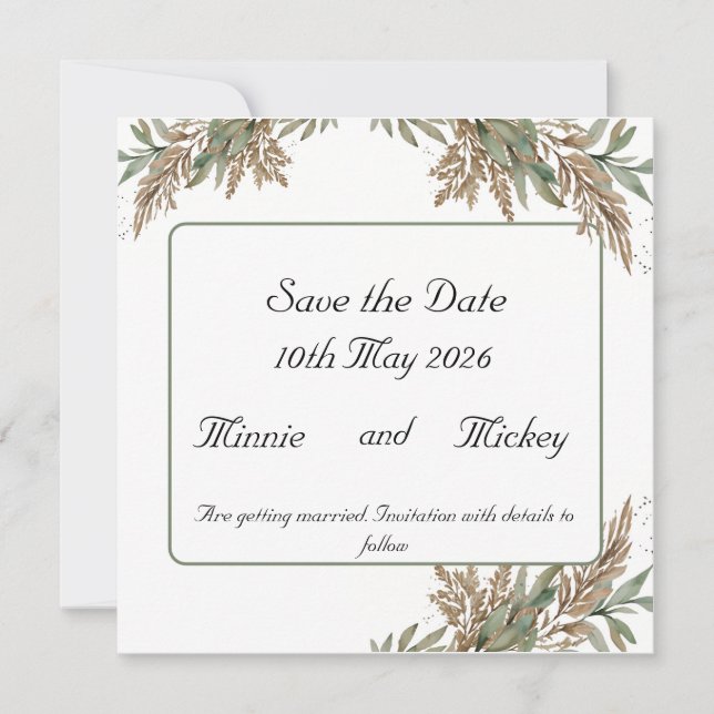 Tarjeta cuadrada - follaje verde y marrón (Anverso)