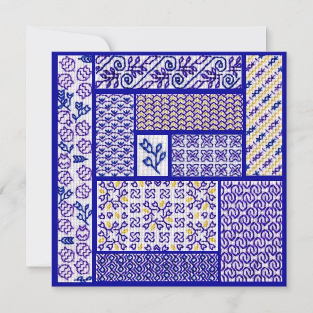 Tarjeta cuadrada Purple Patchwork (Anverso)