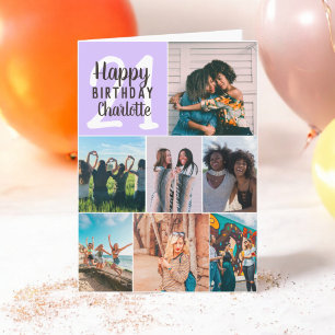 Tarjeta cuadrícula de collage de fotos púrpuras modernas d