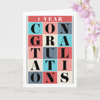 Tarjeta Cuadrícula de felicitaciones al primer aniversario