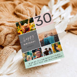 Tarjeta Cuadrícula de fotos rosa 6 de 30 cumpleaños modern<br><div class="desc">Moderna y sencilla cuadrícula de color rosa 6 fotos de 30 años con colores rosa pastel y gris editable y tipografía moderna.</div>
