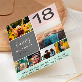 Tarjeta Cuadrícula de fotos rosa rosada 6 de 18 años moder
