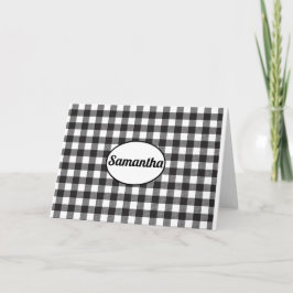 Tarjeta Cuadro de Plaid de Búfalo en Blanco y Negro Person