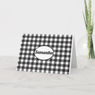 Tarjeta Cuadro de Plaid de Búfalo en Blanco y Negro Person