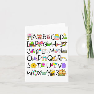 Tarjeta Cuadros Alphabet Diez De Pascua Gracioso Abc Alpha