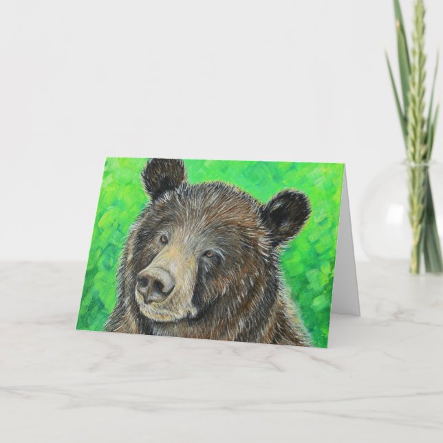 Tarjeta Cuadros de oso marrón reflexivo (Anverso)