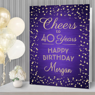 Tarjeta CUALQUIER Alegría por su Purpurina morado y oro