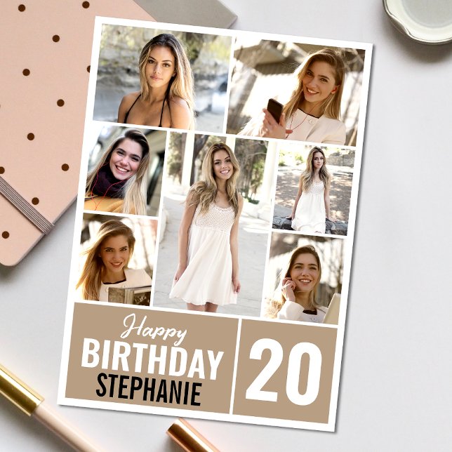 Tarjeta Cualquier Collage de Edad 7 | Cumpleaños de la fot (Personalize the collage birthday greeting card to create a special keepsake for your loved one!)