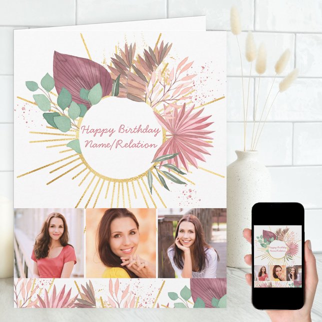 Tarjeta Cualquier Collage de fotos de edad 3 años Cumpleañ (Subido por el creador)