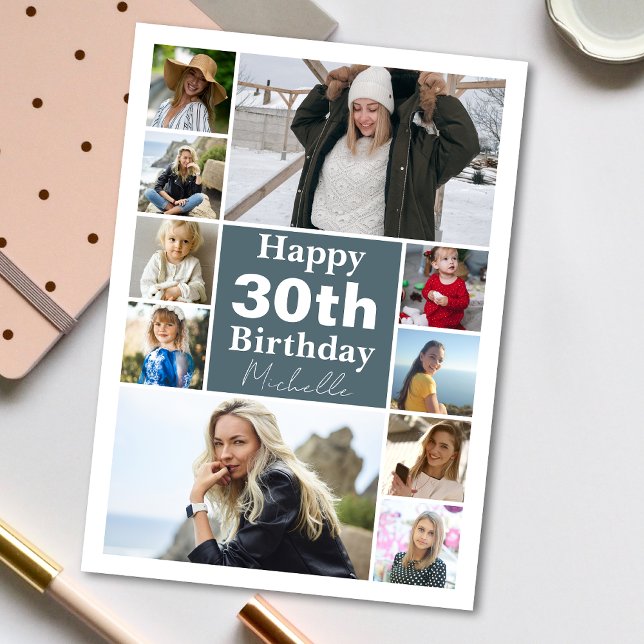Tarjeta Cualquier Collage de fotos de Edad Doble Saludo de (Personalize the collage birthday greeting card to create a special keepsake for your loved one!)
