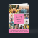 Tarjeta Cualquier cuadrícula de collage de fotos de cumple<br><div class="desc">Cuadrícula de collage de fotos de 10 años de cualquier edad,  rosa moderno,  con colores editables y tipografía moderna.</div>