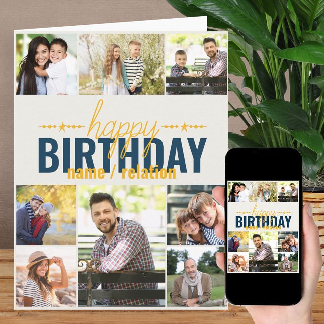 Tarjeta Cualquier Cumpleaños Personalizado de Collage de f (Subido por el creador)