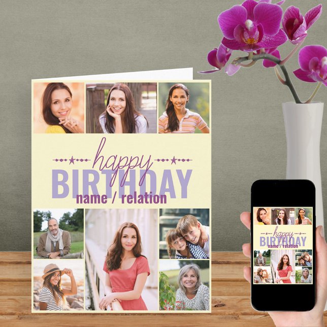 Tarjeta Cualquier Cumpleaños Personalizado de Collage de f (Subido por el creador)