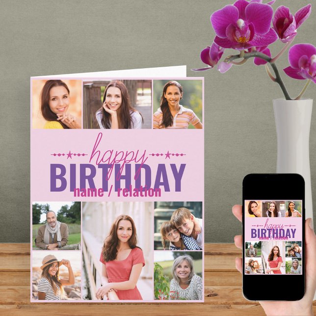 Tarjeta Cualquier cumpleaños rosado personalizado de Colla (Subido por el creador)