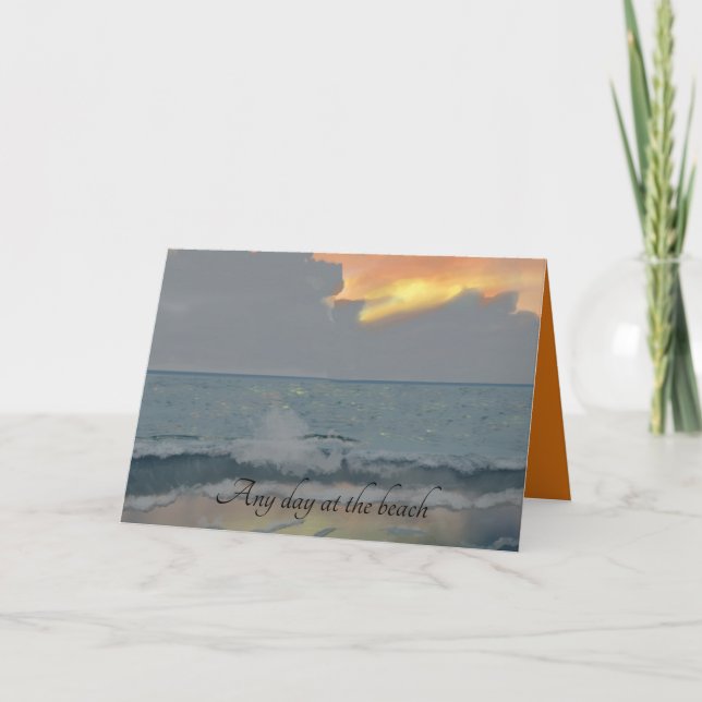 Tarjeta Cualquier día en la playa nubes tormenta en el hor (Anverso)