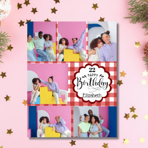 Tarjeta Cualquier edad de Borgoña Femenina 7 cumpleaños de