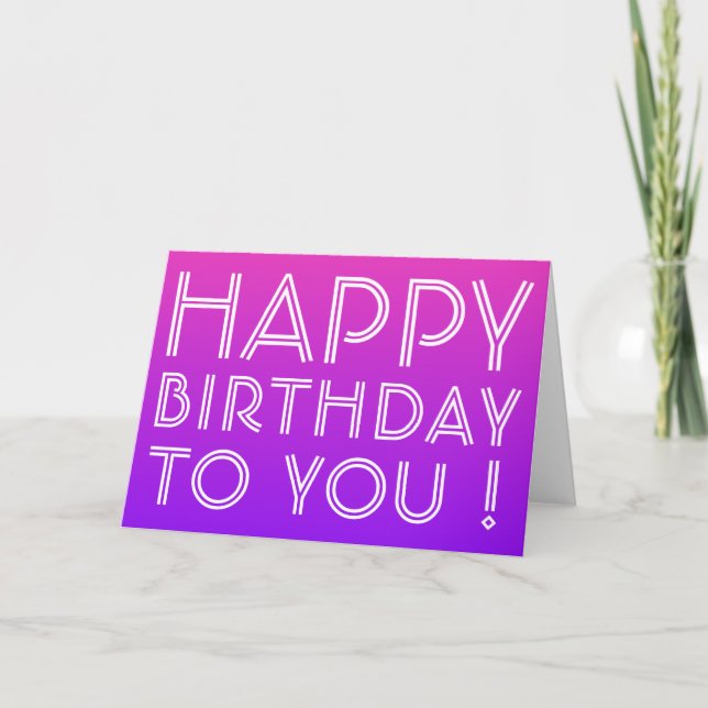Tarjeta Cualquier nombre editable feliz cumpleaños rosa pú (Anverso)