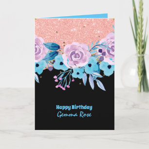 Tarjeta CUALQUIER OCASIÓN Purpurina Rosa Girly Rosegold