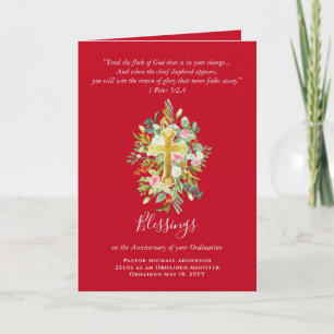 Tarjeta CUALQUIER ORDENACIÓN ANIVERSARIO Pastor Sacerdote 