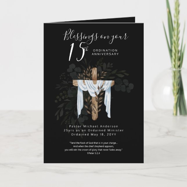 Tarjeta CUALQUIER ORDENACIÓN ANIVERSARIO Pastor Sacerdote  (Anverso)