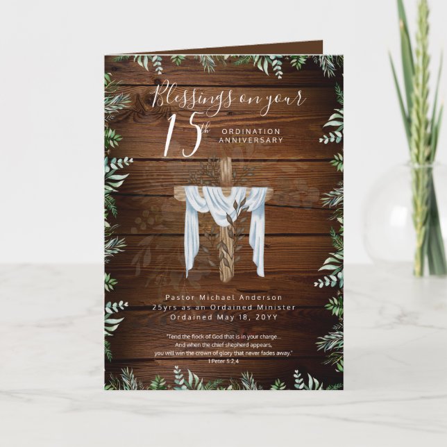 Tarjeta CUALQUIER ORDENACIÓN ANIVERSARIO Pastor Sacerdote  (Anverso)