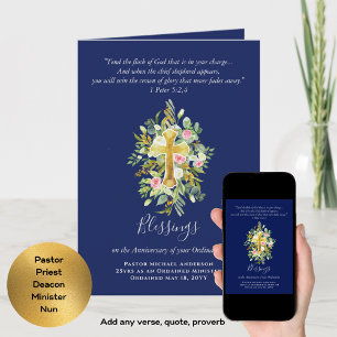 Tarjeta CUALQUIER ORDENACIÓN ANIVERSARIO Pastor Sacerdote 