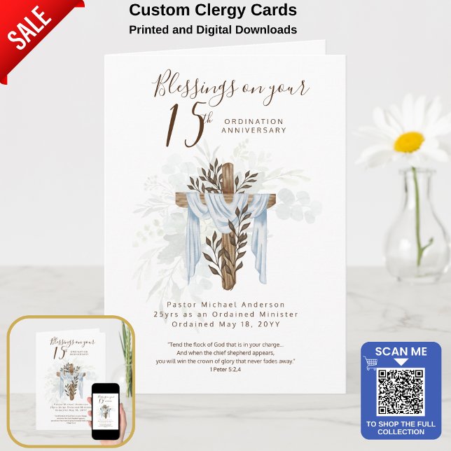 Tarjeta CUALQUIER ORDENACIÓN ANIVERSARIO Pastor Sacerdote  (Subido por el creador)