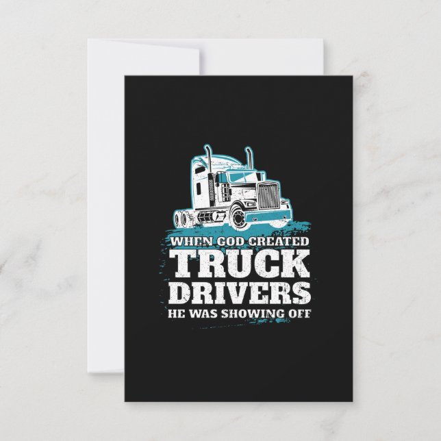 Tarjeta Cuando Dios creó a los camioneros graciosos (Anverso)