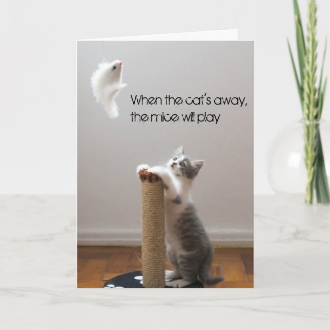 Tarjeta Cuando el gato se vaya, el ratón tocará (Anverso)