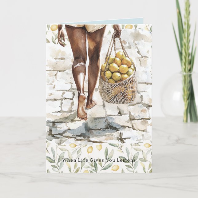 Tarjeta Cuando la Vida Da Limones Haz Limonada Marrón Negr (Anverso)