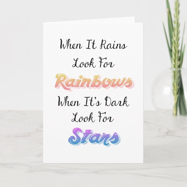 Tarjeta Cuando llueve busca arcoiris, Inspirador (Anverso)