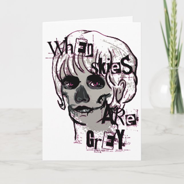 Tarjeta cuando los cielos son esqueletos grises (Anverso)