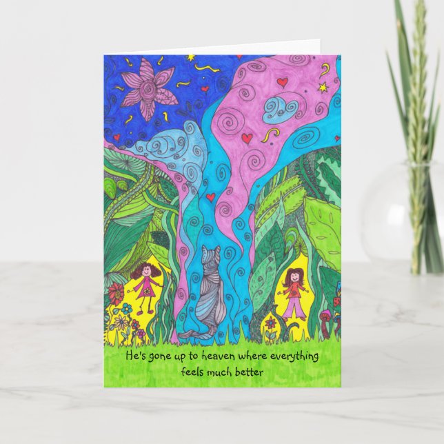 Tarjeta - cuando muere un gato mascota - macho (Anverso)