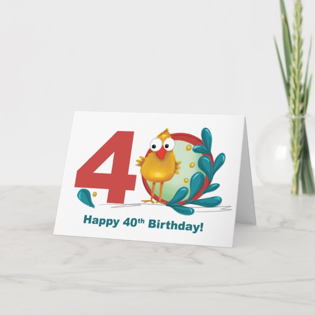 Tarjeta Cuarenta y cuarenta años con ramas y pájaros diver (Anverso)