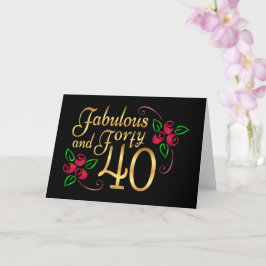 Tarjeta Cuarenta y Fabuloso Cumpleaños de Rosas Rojas Dora
