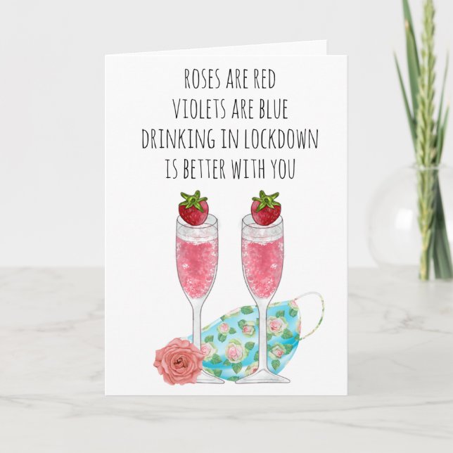 Tarjeta Cuarentena De Bloqueo Gracioso De rosas (Anverso)