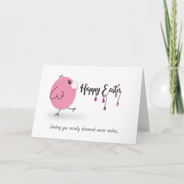 Tarjeta cuarentena divertida huevo de Pascua gallina/galli (Anverso)